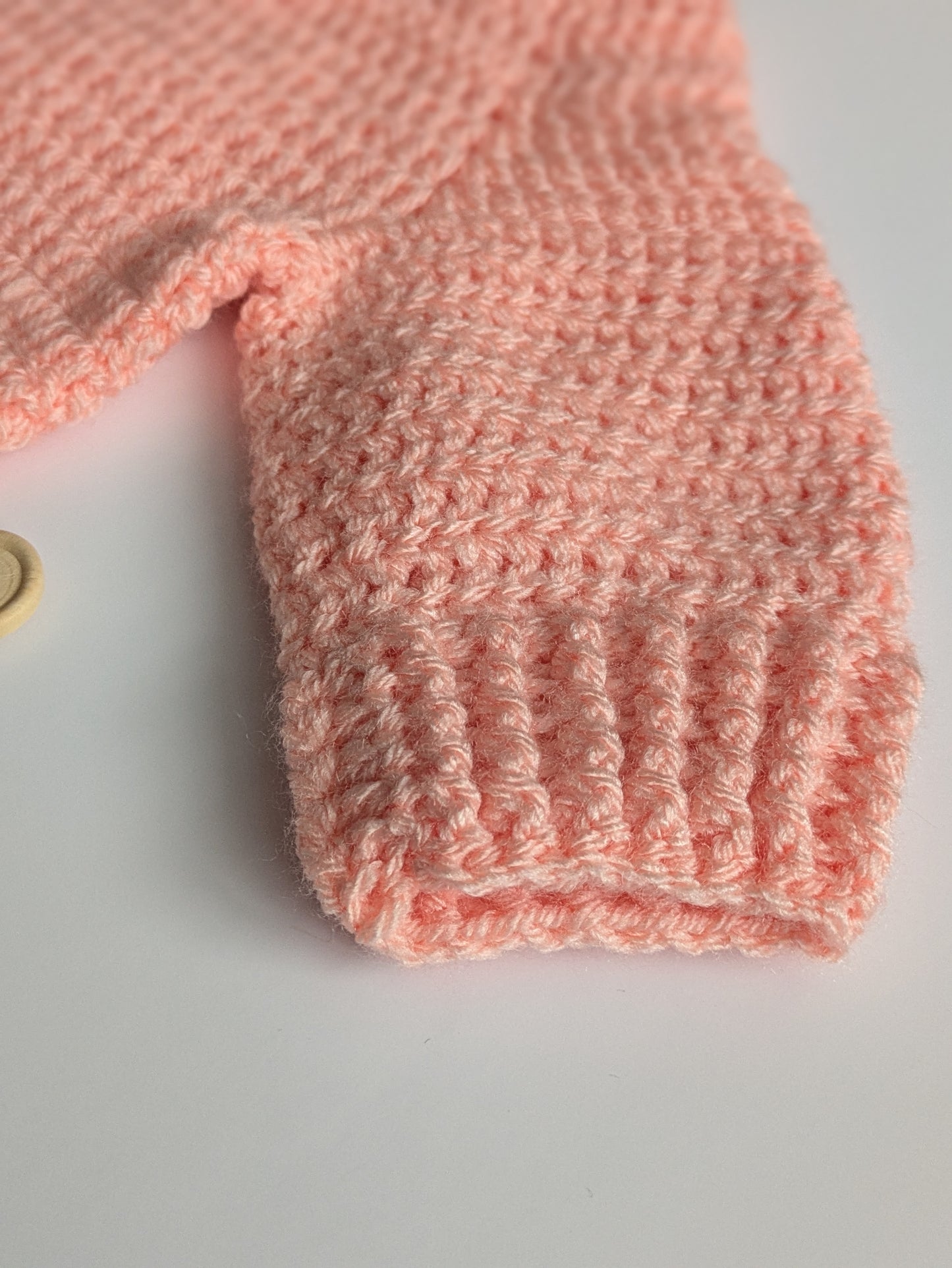 Handmade Coral Flower Button Baby Jumper - 0-3 months