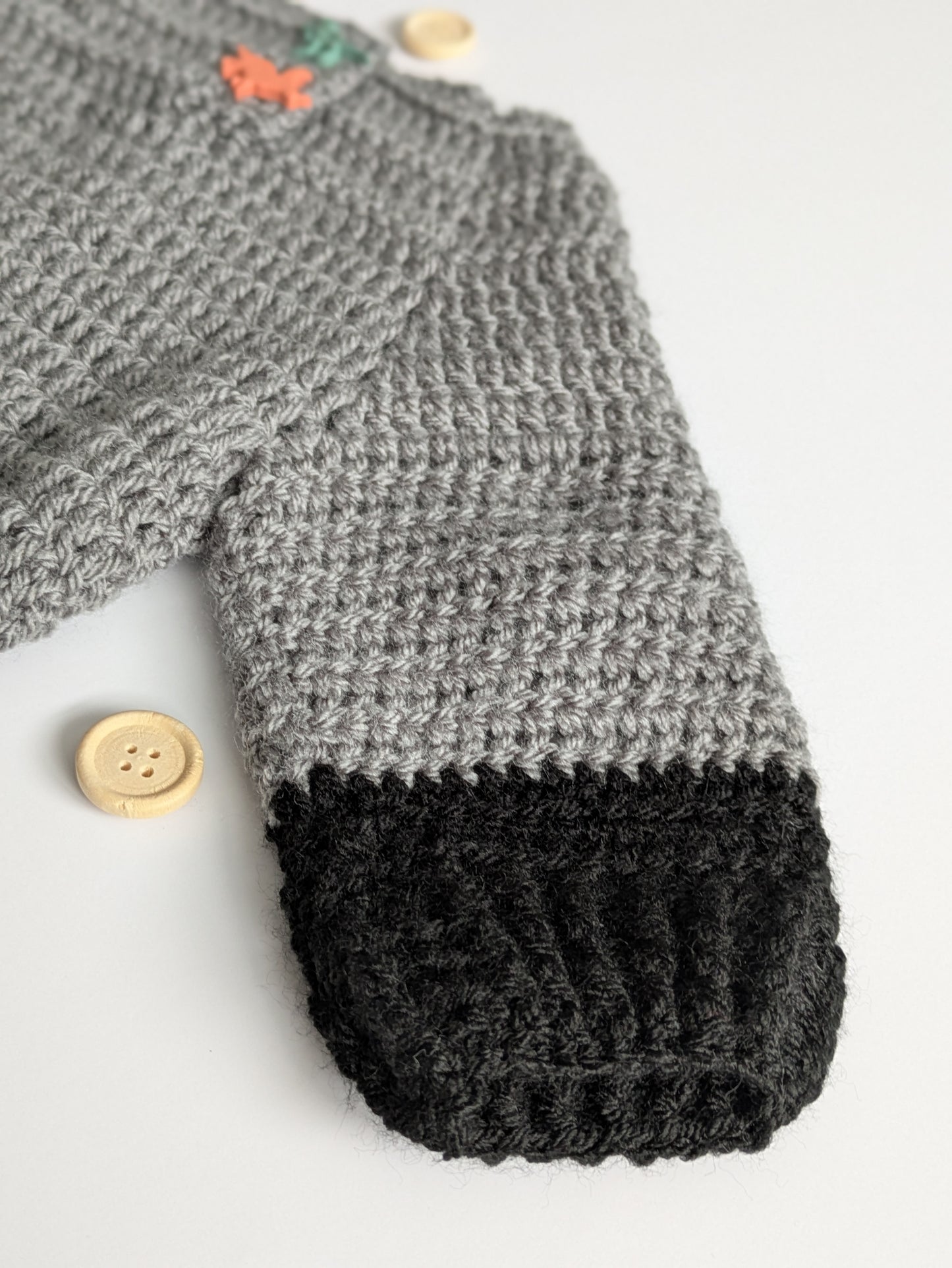 Handmade Dinosaur Button Baby Jumper - 6 months