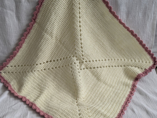 Solid Cream Baby Blanket with Custom Colour Border