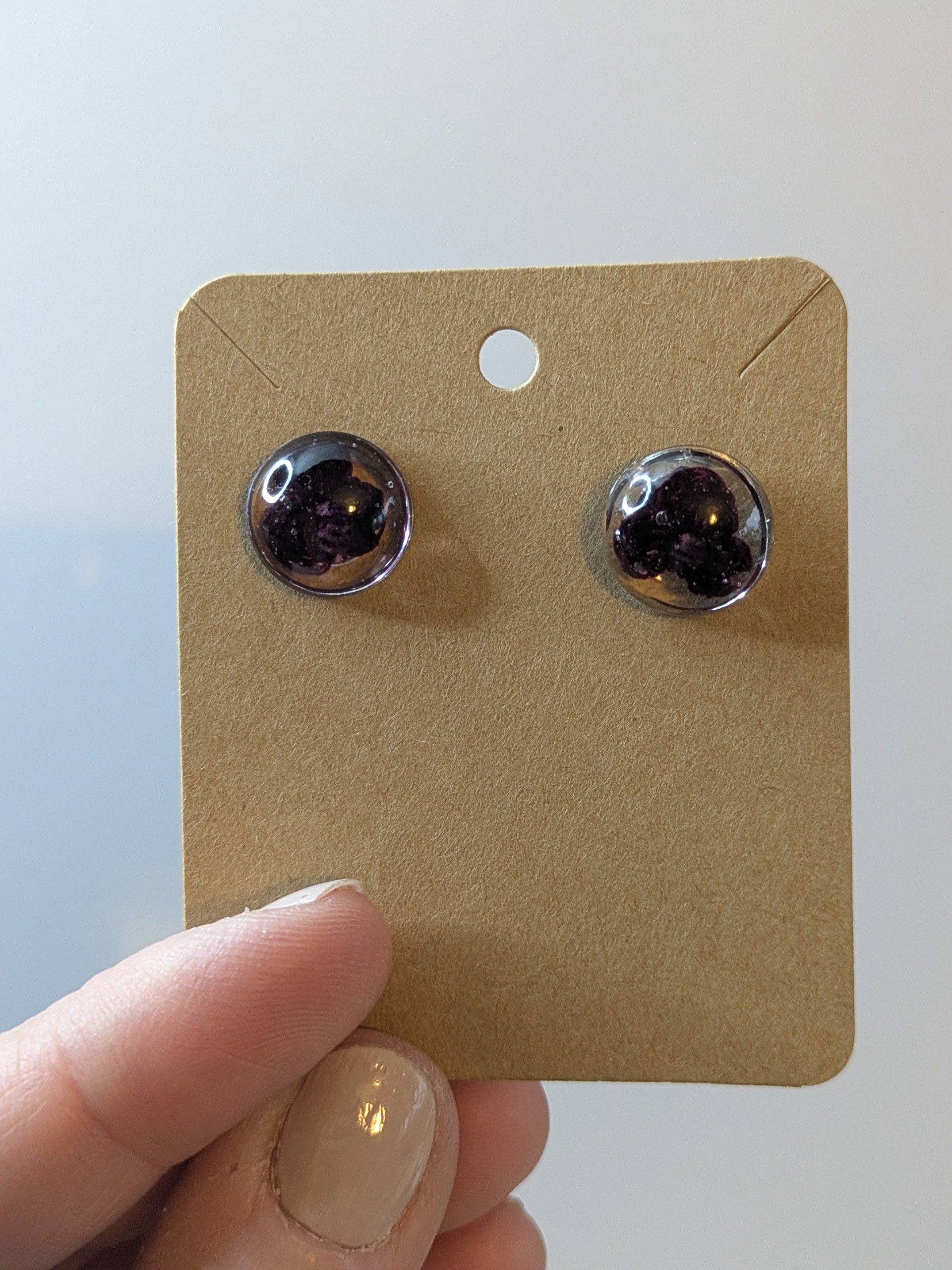 Crochet Flower Stud Earrings - Purple