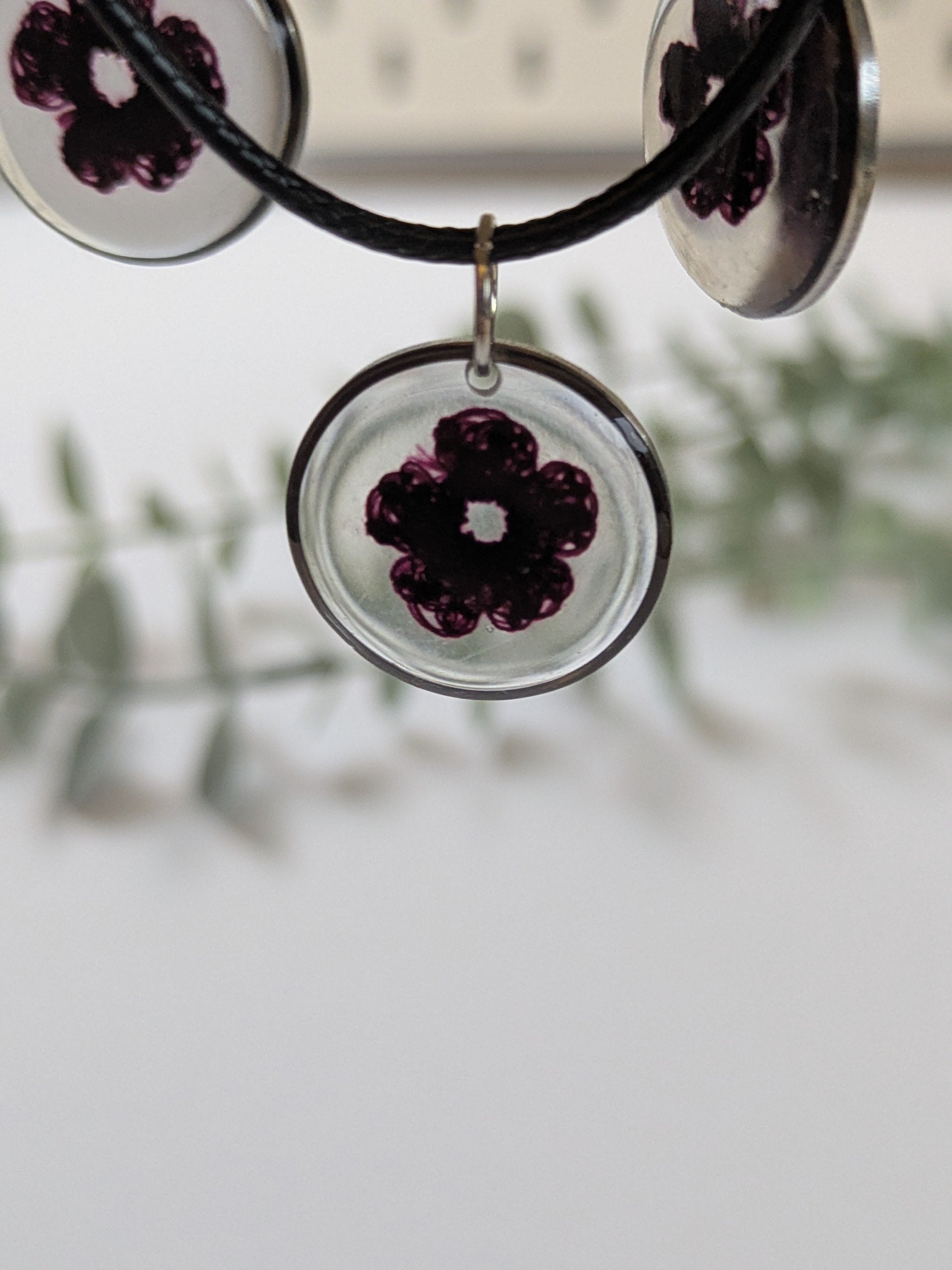 Crochet Flower Necklace in Resin