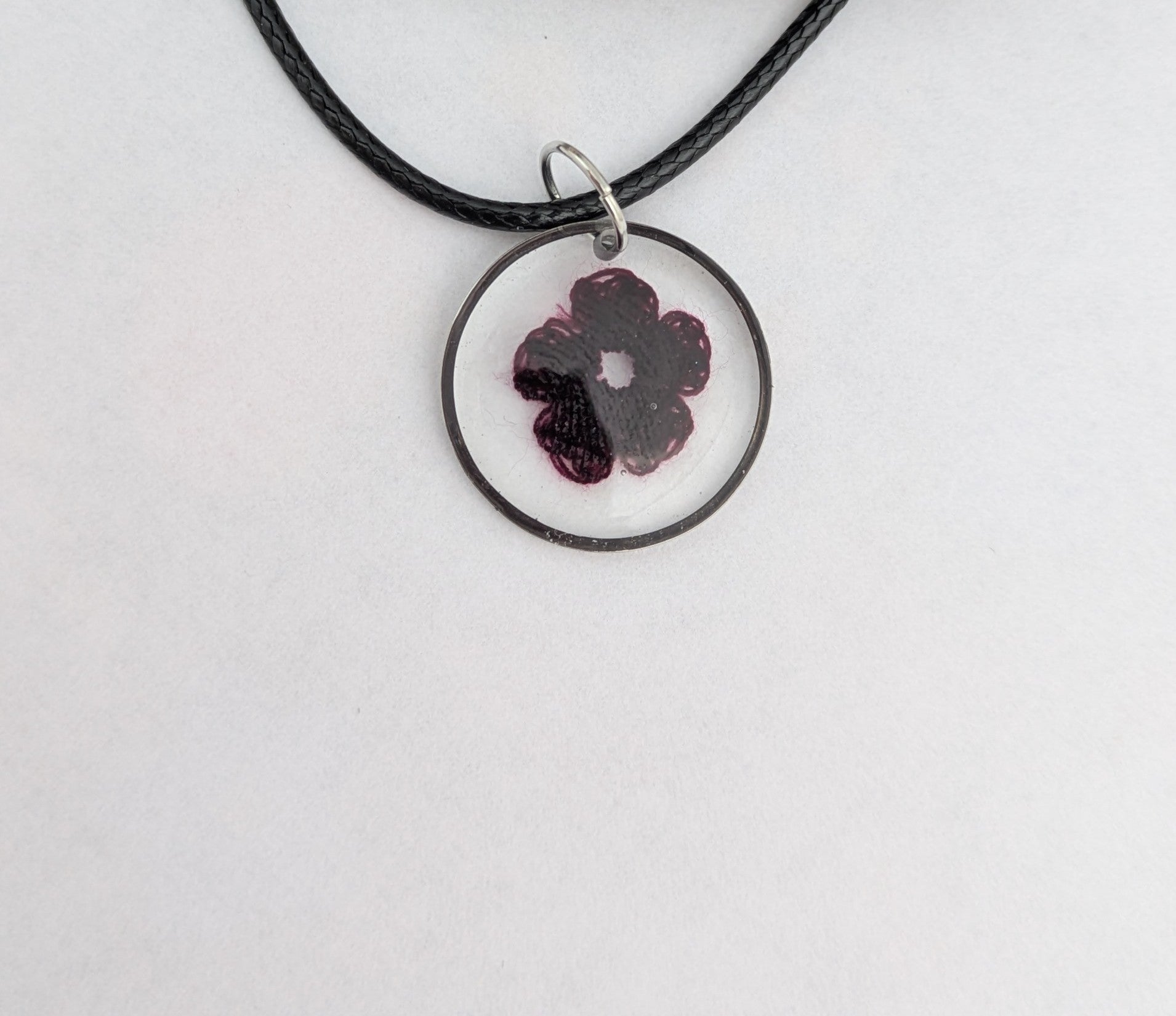 Crochet Flower Necklace in Resin